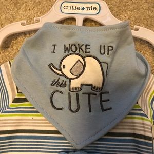 Cutie pie, baby boy outfit with bib and bear. NWT